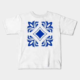Antique Azulejo Tile Floral Pattern Kids T-Shirt